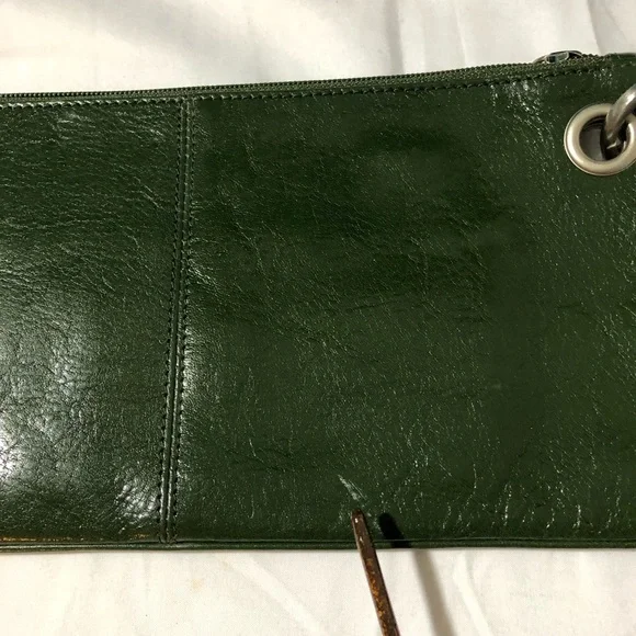 Hobo international green leather wristlet purse classic quiet luxury minimalist - Picture 7 of 10